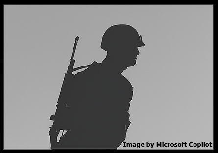 A silhouette of a soldier.